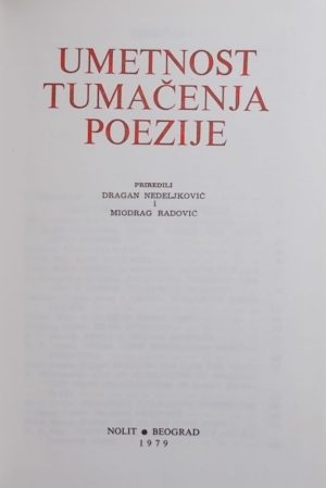 Nedeljković-Umetnost tumačenja poezije