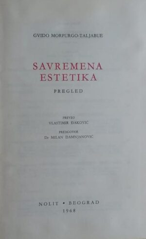 Morpurgo-Taljabue: Savremena estetika