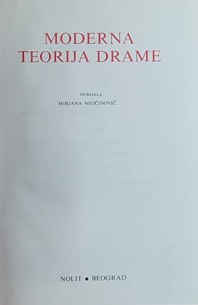 Miočinović-Moderna teorija drame